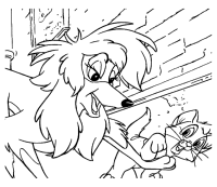 A coloring page of oliver and company